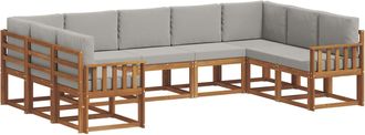 vidaXL Conjunto De Sof&aacute;s De Exterior 9 Uds. Gris Natural Y Claro Vidaxl