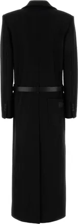 Dsquared2 Womens Black Stretch Wool Blend Coat Exterior: Nylon Elastane Cappotti