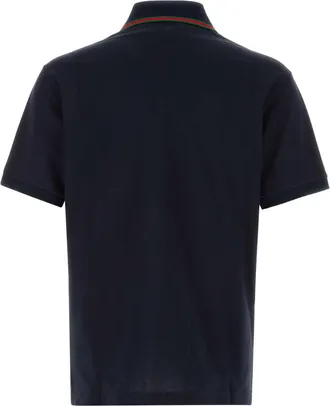 Gucci Mens Midnight Blue Piquet Polo Shirt Urbanblue Exterior: Cotton T-shirts And Polos