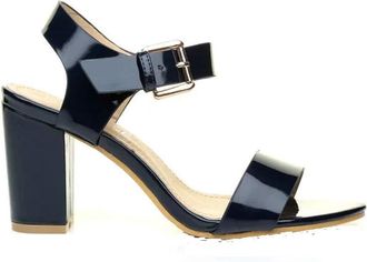 Generic Womens Low MID Heel Sandals Block Peep Toe Strappy Sandal - Ladies Ankle Strap Party Strappy Sandals Size UK 3-8 (UK 6/EU 39, Navy Patent)