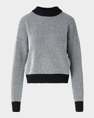Akris Cashmere-Wool 3D Dot Knit Crewneck Sweater