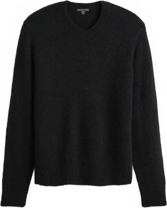 James Perse Mens Textured Cashmere V-Neck Sweater In True Black
