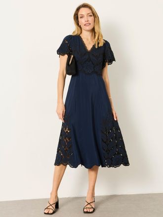 Fat Face FatFace Maya Navy Petite Lace Dress