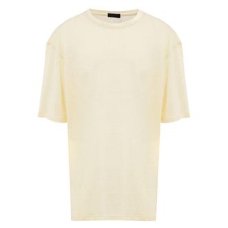 Corneliani Yellow Linen Mens T-Shirt