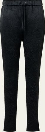 Akris Mike Crinkled Satin Ankle Jogger Pants