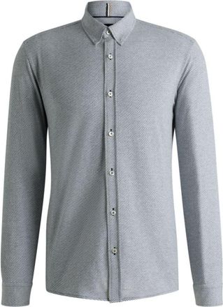 BOSS Slim-fit shirt in patterned cotton jacquard