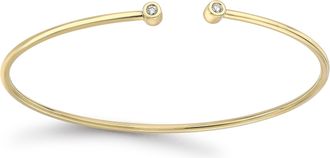 Jewelco London 18ct Gold Diamond Twin Donut Solitaire Torque Bangle 1.5mm 5pts - BGNR02050