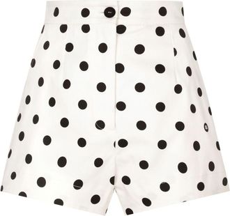 Dolce & Gabbana polka dot-print high-waisted shorts - women - Elastane/Cotton - 50 - White