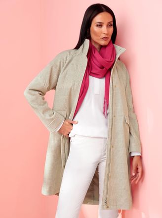 Heine Wintermantel HEINE, Damen, Gr. 36, beige (beige, champagner, meliert), 80% Polyester, 20% Wolle, kariert, M&auml;ntel Wintermantel