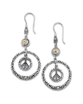 Samuel B. 18K Peace Sign Drop Earrings