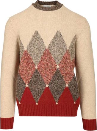 Ballantyne Diamond Mouline Wool Jumper - male - Ballantyne - Round-neck Knitwear - Multicolor - 2XL - Knitwear
