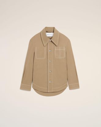 Ami Beige Cotton Worker Buttoned Jacket Beige - XXS - Unisex