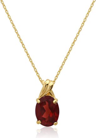 MAX + STONE 14k Yellow or White Gold Gemstone Oval Pendant Necklace with Drop Twist Setting