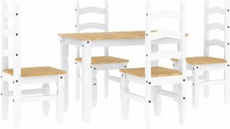vidaXL Vidaxl - 5 Piece Dining Set Panama White Solid Wood Pine