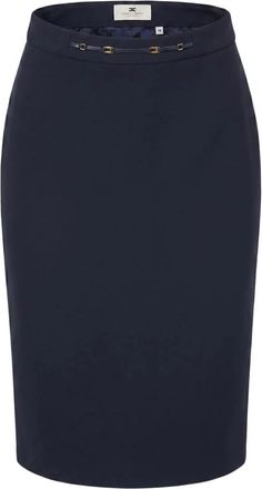 Elisabetta Franchi Midi Kokerrok met Hoge Taille - Dames - Kokerrokken - Blauw - S - Rokken
