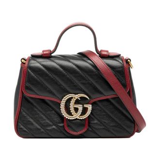 Gucci Pre-owned Shoulder Bags, female, Black, Size: ONE SIZE Pre-owned Marmont Matelass&eacute; Satchel Bag