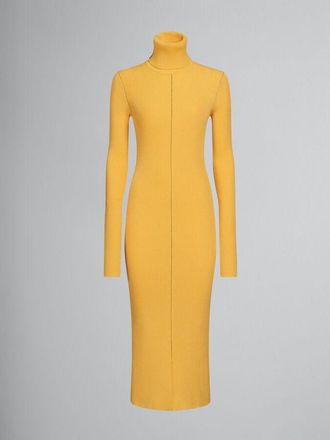 Marni Womens Maize Ribbed Turtleneck Midi Dress, Size 14