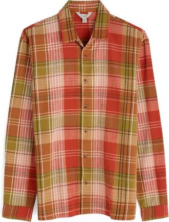 Seasalt Cornwall Penmere Plaid Organic Cotton Button-Up Shirt in Tangerine Multi at Nordstrom, Size Xx-Large