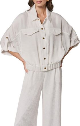 DKNY Dolman Roll Tab Front Button Top in Cream at Nordstrom, Size X-Small