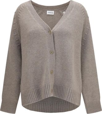 P.A.R.O.S.H. P.a.r.o.s.h. - V-hals vest met knopen - Dames - Truien - Bruin - Maat: M Kasjmier