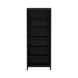 Tvilum Adjustable 6 Shelf Bookcase, Open Storage Home Office Bookshelf, Black Matte