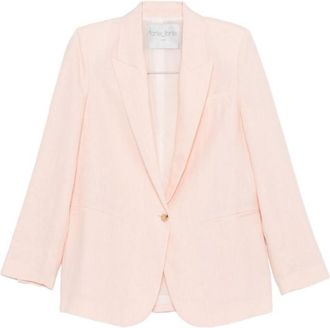 Forte_Forte Pink Solid Notched Lapel Blazer