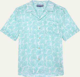 Vilebrequin Mens Seashells Linen Short-Sleeve Shirt