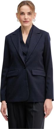 Benetton Pinstripe Pocket Blazer - Dames - Jassen - Blauw - Maat: XS Leer