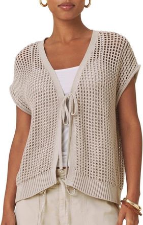 Splendid Simona Tie Front Short Sleeve Cardigan in Light Fawn Brown at Nordstrom, Size X-Small