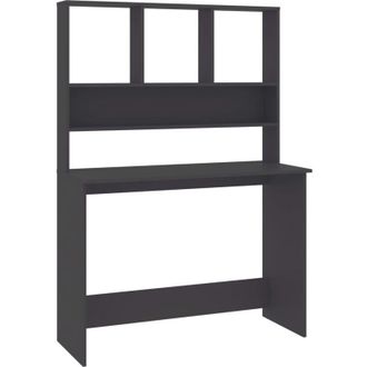 vidaXL Escritorio Con Estantes Madera Contrachapada Gris 110x45x157 Cm Vidaxl