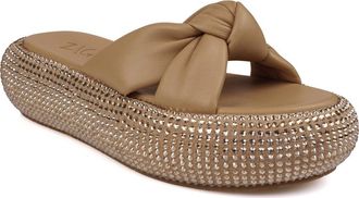 Zigi Soho Sabella Rhinestone Platform Slide Sandal in Beige Leather at Nordstrom Rack, Size 7