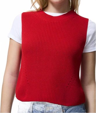 French Connection Mozart Sleeveless Crewneck Sweater In Mars Red