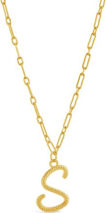 Sterling Forever Textured Initial Charm Pendant Necklace