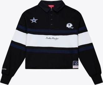 Mitchell & Ness Womens Mitchell & Ness Black Dallas Cowboys Cropped Long Sleeve Rugby Polo at Nordstrom, Size Xx-Large
