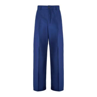 Gucci Straight Trousers, male, Blue, 2XL, Blue Classic Cotton Casual Trousers