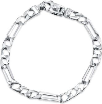 Pompeii3 Mens Figaro Link 14k Gold (18gram) or Platinum (32gram) 6.5mm Bracelet 8.5