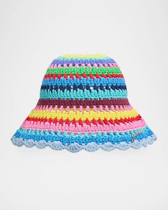 Ganni Striped Crochet Bucket Hat
