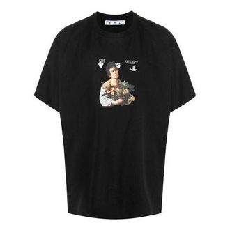 Off-white SS21 Cartoon Printing Short Sleeve Loose Fit Black OMAA038S21JER0061001