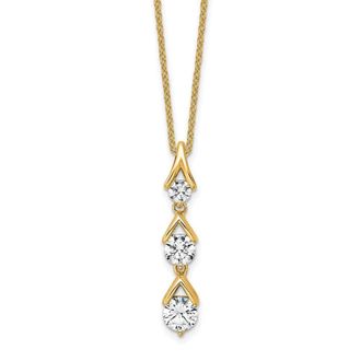 Diamond2Deal 14k Gold 1 Ct Lab Grown Diamond Three Stone Pendant Necklace 18 Clarity VS, Color D-E
