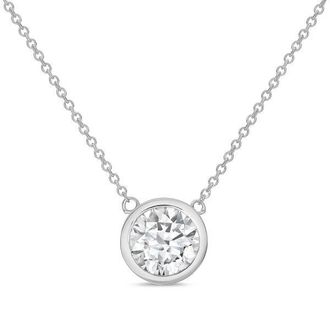 Diana M. Jewels 14kt white gold lab grown round diamond cut bezel pendant weighing 1.00 ct