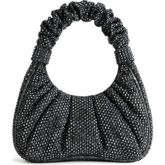 JW PEI Gabbi Rhinestone Ruched Hobo in Anthracite at Nordstrom Rack