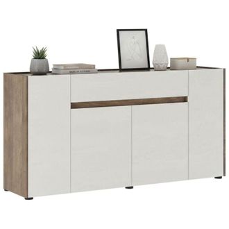 Dmora Credenza Cirimido, Madia un Cassetto, 3 Ripiani, Apertura Battente, 170x40x85h cm Bianco