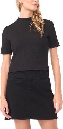 Vince Camuto Textured Mock Neck Top in Rich Black at Nordstrom, Size X-Small