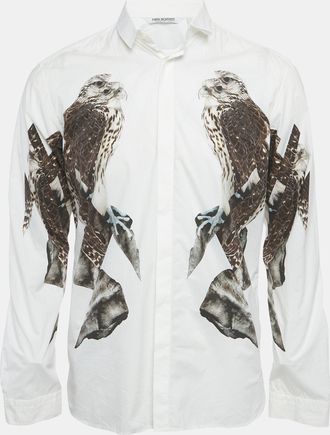 Neil Barrett White Eagle Print Cotton Slim Fit Shirt