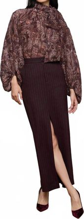 L'agence Maceline Maxi Skirt In Malbec Twill Pinstripe