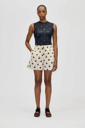 Stine Goya Elastic Crewneck Tank Top In Cherries
