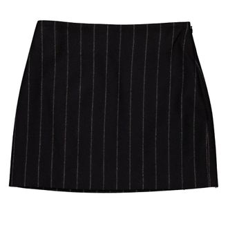 Anine Bing Tierra Mid-Rise Pinstripe Skirt, Size Medium