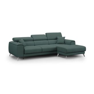 Divani.Store Divani.store - Fusion Sof&aacute; Esquinero Con Asientos Desmontables En Tela Suave Antimanchas 260 Cm Derecho Verde