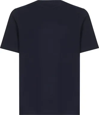 Brunello Cucinelli Mens T-Shirt Solomeo Crest Blue Cotton T-Shirts And Polos