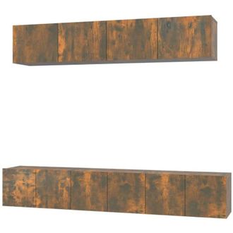 vidaXL Vidaxl - Set De Muebles De Tv 5 Pzas Madera Contrachapada Roble Ahumado